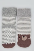 3 Çift Havlu Pamuklu Kaydırmaz Taban  Kışlık Erkek Çocuk Ve Bebek Soket Çorap thumbnail 2