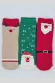 3 Çift Kaydırmaz Tabanlı Havlu Pamuklu Kışlık Yeniyıl Temalı Çocuk Ve Bebek Soket Çorap thumbnail 1