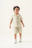 2'li Erkek Çocuk Yeşil Desenli Keten Şortlu Takım thumbnail 2