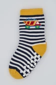 3 Çift Havlu Pamuklu Kaydırmaz Taban Kışlık Araba Ve Çizgi Desenli  Erkek Çocuk Ve Bebek Soket Çorap thumbnail 3