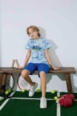 Erkek Çocuk  Mavi Batik Desenli Şortlu  Pijama Takımı - 2