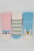 3 Çift Havlu Pamuklu Kaydırmaz Taban  Kışlık Kız Çocuk Ve Bebek Soket Çorap thumbnail 1