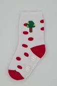 Kıpırık Baby 3 Çift Havlu Pamuklu Kışlık Yılbaşı Desenli Unisex Çocuk Ve Bebek Soket Çorap thumbnail 4