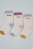 3 Çift Havlu Pamuklu Kaydırmaz Taban  Kışlık Kız Çocuk Ve Bebek Soket Çorap thumbnail 1