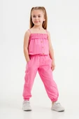 Kız Çocuk Fuşya Pantalonlu Poplin Takım - 1