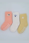3 Çift Havlu Pamuklu Kaydırmaz Taban  Kışlık Kız Çocuk Ve Bebek Soket Çorap thumbnail 1