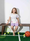 Kız Çocuk Desenli Lila Şortlu Pijama Takımı thumbnail 1