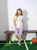 Kız Çocuk Desenli Lila Şortlu Pijama Takımı thumbnail 2