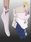 4'lü Kız Çocuk Çiçek Detaylı Patik Çorap thumbnail 1