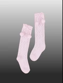 1'li Kız Bebek Pon Pon Kurdele Detaylı Dizaltı Çorap Pembe thumbnail 1