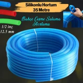 Bahçe Çeşme Su Hortumu 35 Metre İç Çap 1/2 Naturel Silikonlu Sulama Araç Yıkama Hortum - 1