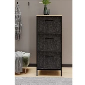 3 Çekmeceli Çok Amaçlı Dolap Büyük Boy Komodin Sehpa Füme 1617 - 3