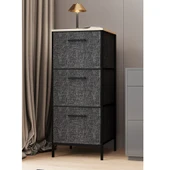 3 Çekmeceli Çok Amaçlı Dolap Büyük Boy Komodin Sehpa Füme 1617 - 1