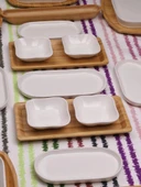 Atbyhome Natural Touch 6 Kişilik 25 Parça Seramik ve Bambu Kahvaltı Takımı Lüks Kahvaltılık Sunum Seti - 3