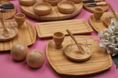 Atbyhome Natural Collection 6 Kişilik 50 Parça Seramik ve Bambu Kahvaltı Takımı Lüks Kahvaltılık Sunum Seti - 5