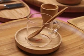 Atbyhome Natural Collection 6 Kişilik 50 Parça Seramik ve Bambu Kahvaltı Takımı Lüks Kahvaltılık Sunum Seti - 6