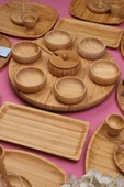 Atbyhome Natural Collection 6 Kişilik 50 Parça Seramik ve Bambu Kahvaltı Takımı Lüks Kahvaltılık Sunum Seti - 4