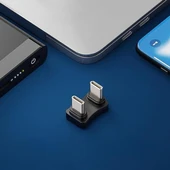 Type-C to Type-C 180° Dirsek Adaptör | 65W Hızlı Şarj & 480Mbps Veri Aktarımı | Erkek - Erkek Uçlu - 6