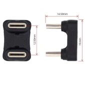 Type-C to Type-C 180° Dirsek Adaptör | 65W Hızlı Şarj & 480Mbps Veri Aktarımı | Erkek - Erkek Uçlu - 3