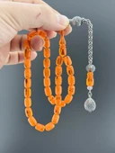 925 AYAR GÜMÜŞ PÜSKÜL SIKMA KEHRİBAR KAPSÜL KESİM 7,50X11 - 3