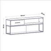 Mira TV Ünitesi 160 cm – Kapaklı ve Raflı, Gold Ayak, Modern Tasarım - 6