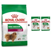 Royal Canin Mini İndoor Adult Köpek Maması 1,5 kg + 2 Adet Yaş Mama Hediye thumbnail 1