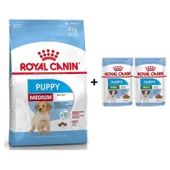 Royal Canin Orta Irk Yavru Kuru Köpek Maması 4 kg + 2 Adet Yaş Mama Hediye - 1