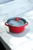 Kırmızı Emaye Kızartma Tenceresi - 1