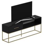 Mira TV Ünitesi 160 cm – Kapaklı ve Raflı, Gold Ayak, Modern Tasarım - 4