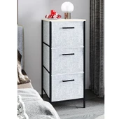 3 Çekmeceli Çok Amaçlı Dolap Büyük Boy Komodin Sehpa Gri 1618 - 5