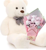 Sevimli 90 cm Peluş Ayı ile  Pembe Konsept Romantik Peluş Ayıcık Buketi - 12
