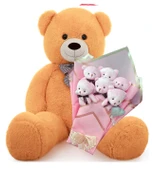 Sevimli 90 cm Peluş Ayı ile  Pembe Konsept Romantik Peluş Ayıcık Buketi - 1