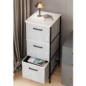 3 Çekmeceli Çok Amaçlı Dolap Büyük Boy Komodin Sehpa Gri 1618 - 2