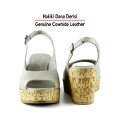 Erkan Saçmacı Heather Vizon Hakiki Dana Derisi Mantar Taban Görünümlü Dolgu Topuklu Sandalet - 4