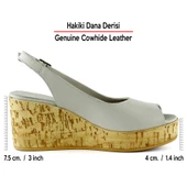 Erkan Saçmacı Heather Vizon Hakiki Dana Derisi Mantar Taban Görünümlü Dolgu Topuklu Sandalet - 2