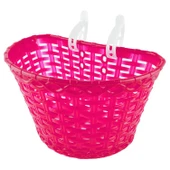 16-20 Jant Uyumlu Hasır Desenli Plastik Çocuk Bisikleti Ön Sepet Pembe - 1