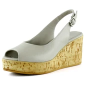 Erkan Saçmacı Heather Vizon Hakiki Dana Derisi Mantar Taban Görünümlü Dolgu Topuklu Sandalet - 1