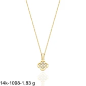 Minik Yonca Günlük Gediyelik Çok Şık 14 Ayar Altın Kolye thumbnail 3