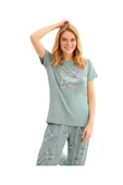 Aydoğan Kadın Yeşil Viskon Kısa Kollu Pijama Takımı 240031 - 1