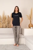 Slim Fit Desenli Kısa Kol Mevsimlik Kadın Pijama Takımı - 3