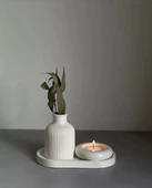 Çizgili vazo, Yuvarlak Tealight Mumluk set - 1