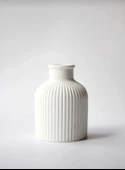 Minimalist Dekor Seti  Çizgili Vazo, Dikdörtgen desenli Mum ve Oval Sunumluk - 4
