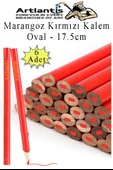 Marangoz Kalem Kırmızı Oval 6 Adet 1 Paket Kalın Oval Marangoz İnşaat Kalemi Aşap Beton İşaretleme Kalemi Kalın Kalem - 1