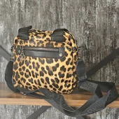 Şık Leopar Desenli Fermuarlı Bölmeli Omuz Çantası - 3