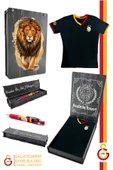 Galatasaray Orijinal Lisanslı Siyah Basic Çocuk T-shirt + Uçlu Kalem Set Hediyelik Ahşap Kutulu - 1