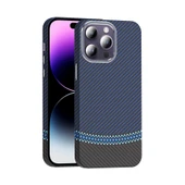 Apple iPhone 14 Pro Max Kılıf M-safe Şarj Özellikli Karbon Fiber Görünümlü Zore Gros Kapak - 1