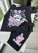 "Sweet Kuromi" Baskılı Siyah Tişört ve Tayt Takım - 3
