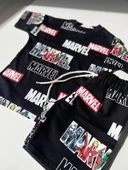 Marvel Baskılı Çocuk Tişört & Şort Takım – Siyah - 2