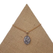 Fısıltı Çiçeği Bronz Çini Taşlı Çelik Zincir Kolye thumbnail 3