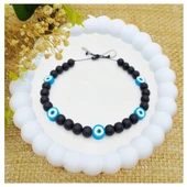 Nazar boncuklu & Oniks Doğal Taş Kedi Tasması - 1